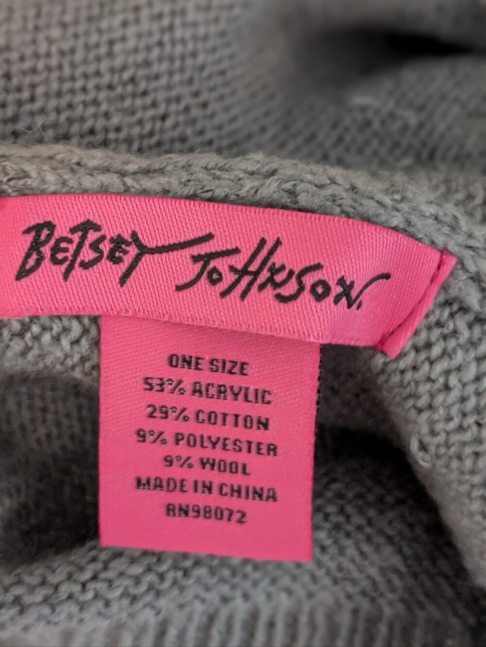 Betsey Johnson Women's Gray Knit Rhinestone Jewel Embellished Winter Beanie Hat - Picture 3 of 3